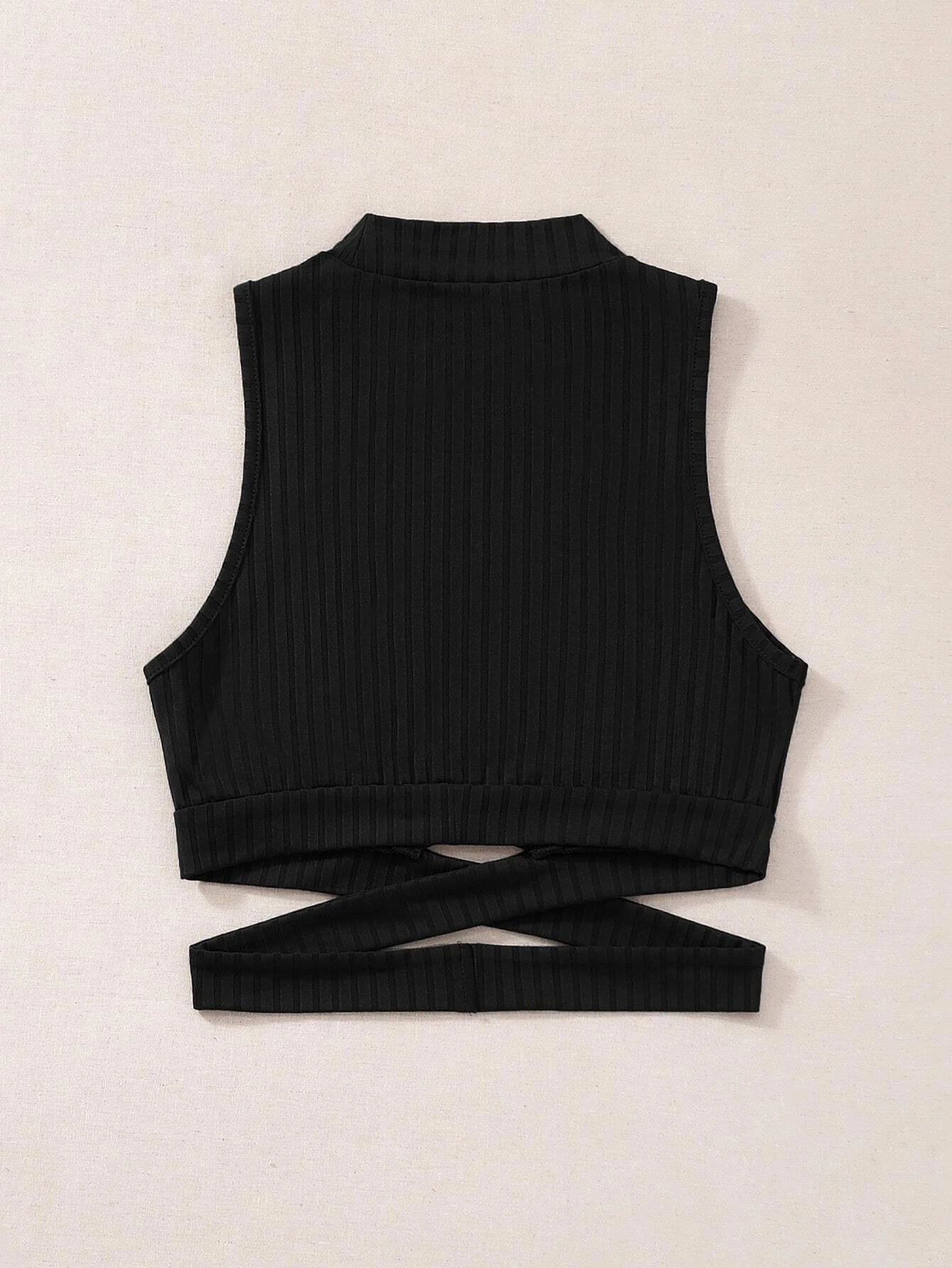 SHEIN EZwear Top tank tejido de canalé con tira cruzada