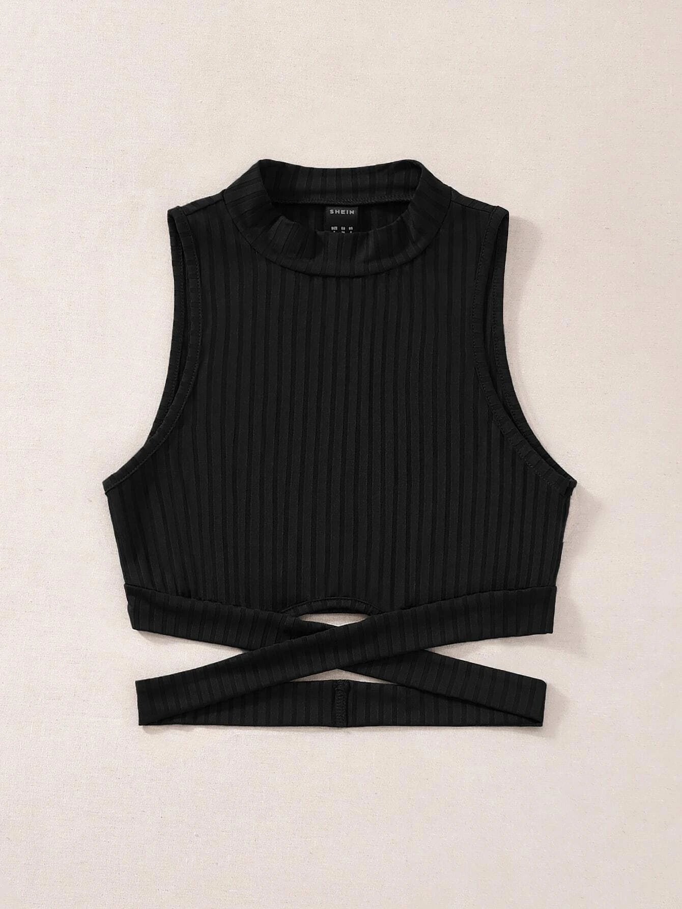 SHEIN EZwear Top tank tejido de canalé con tira cruzada