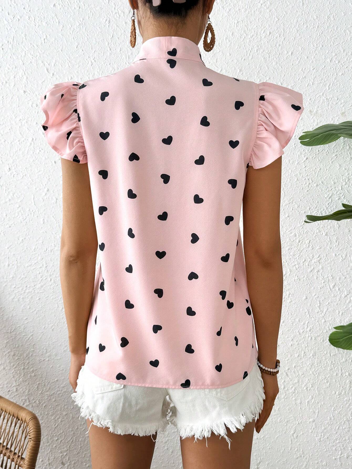 SHEIN - Frenchy Camisa De Mujer Con Estampado De Corazones