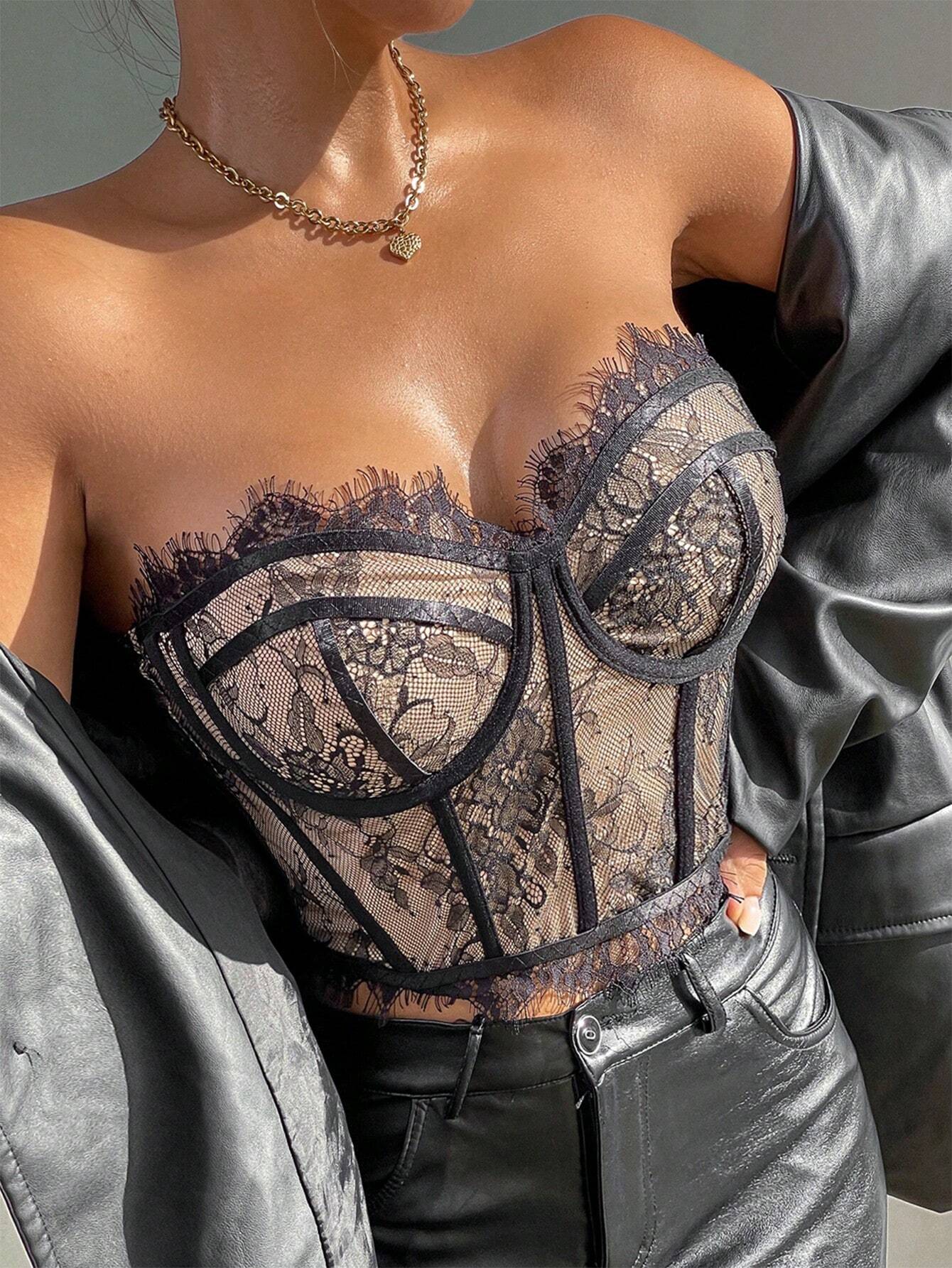 SHEIN - Glamour Top tubo crop panel