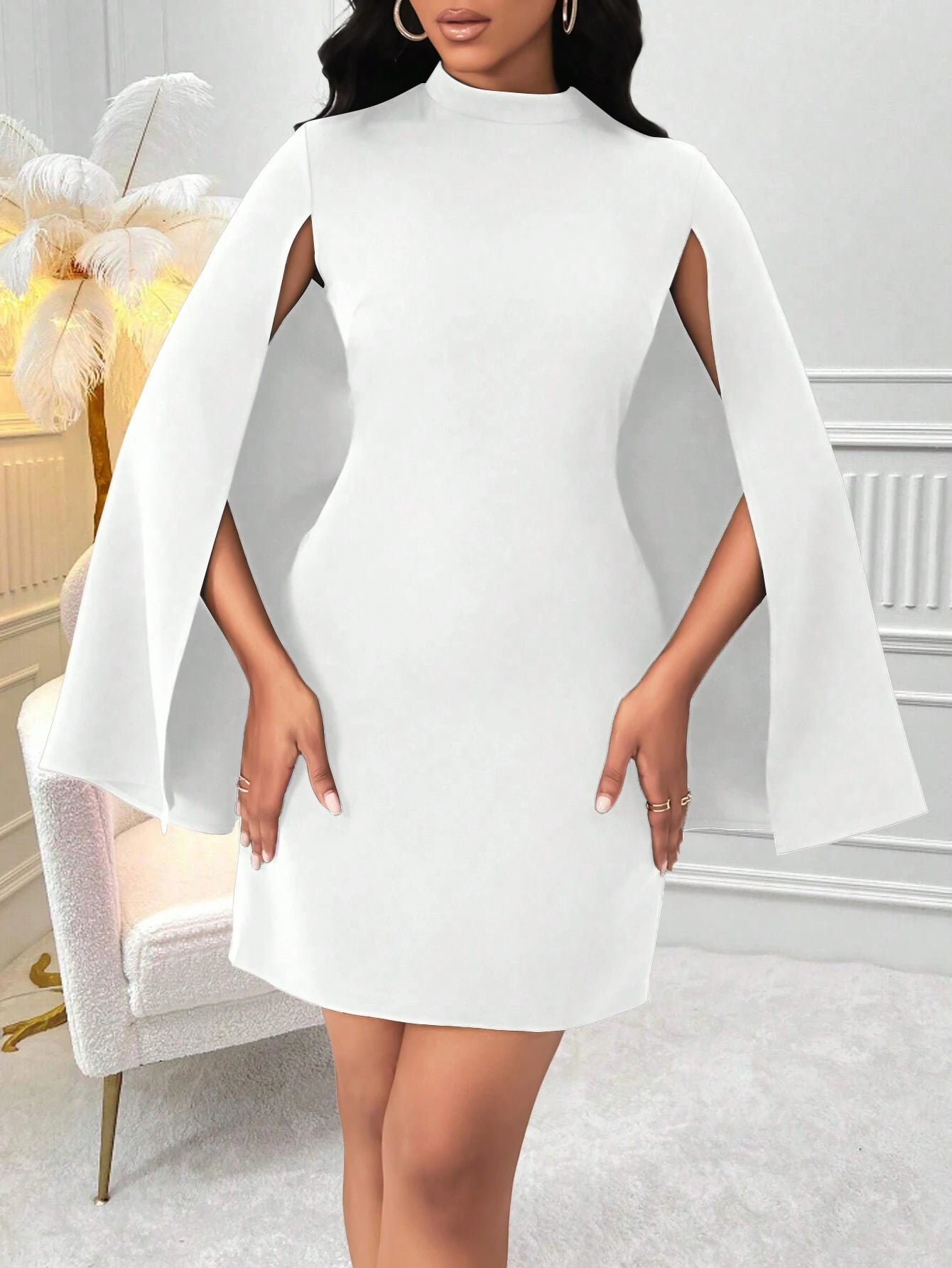 SHEIN - Lady Vestido Con Cuello Levantado Y Manga
