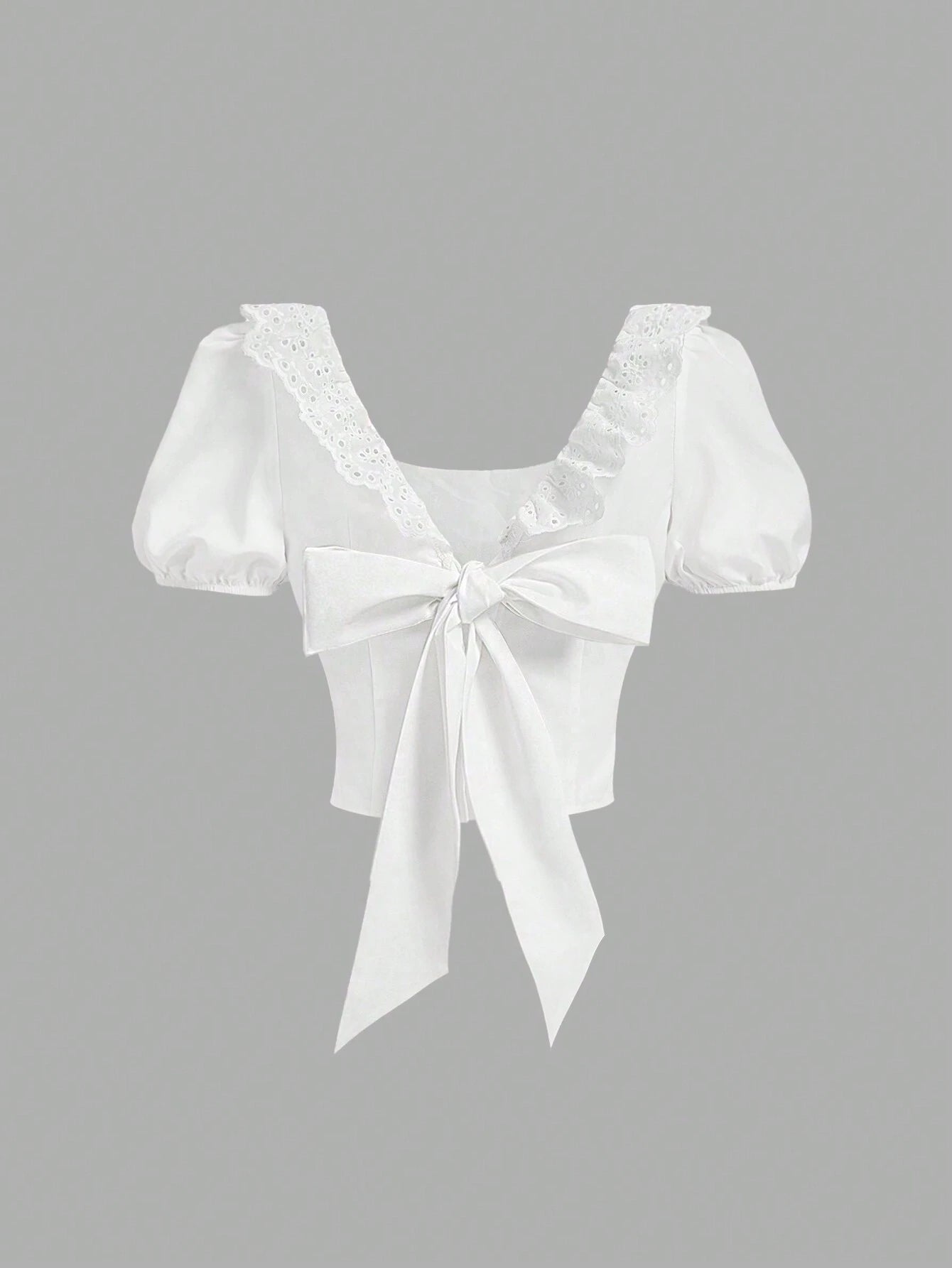 SHEIN - MOD Camisa cuadrada con cuello en V romántico