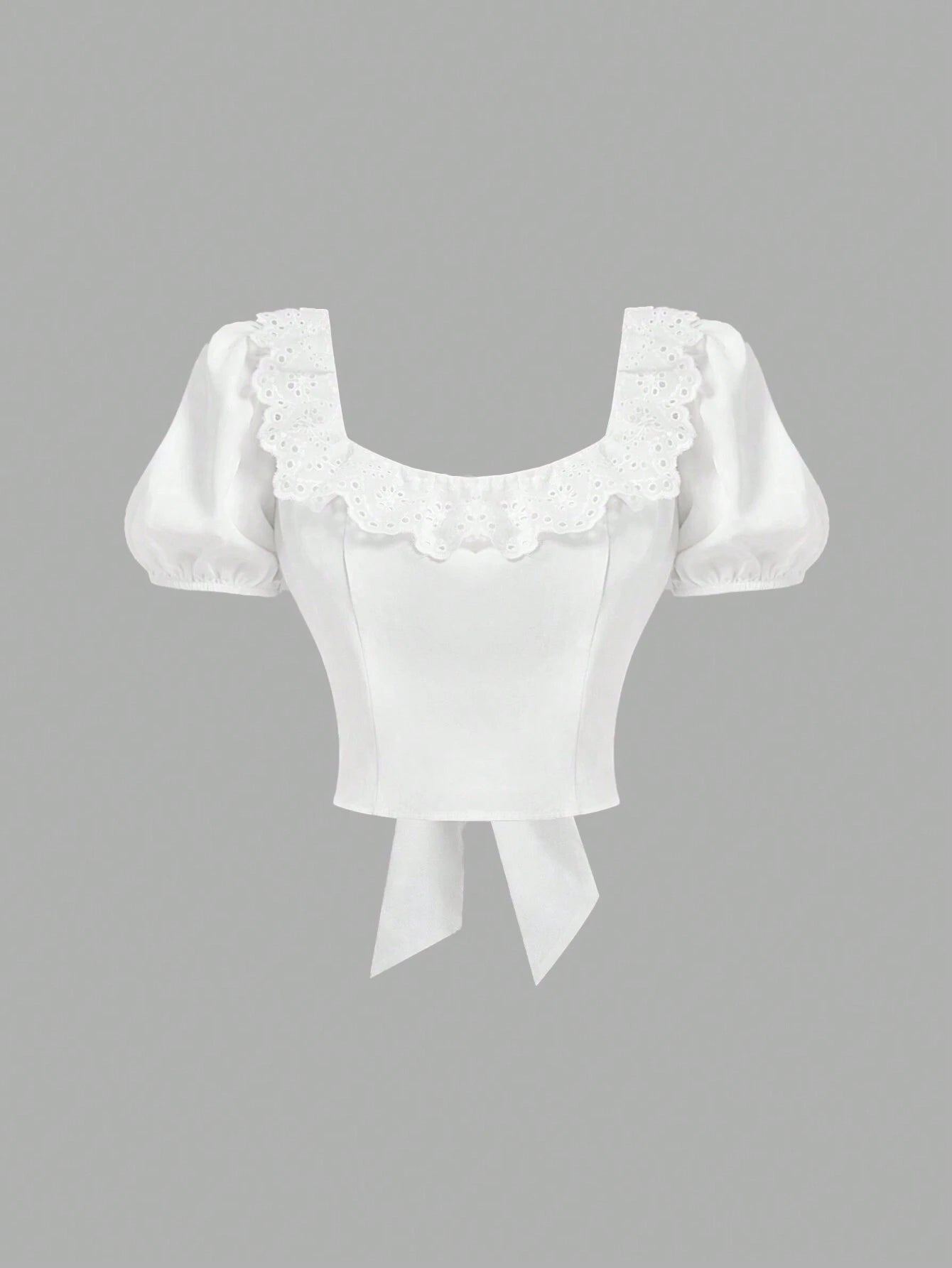 SHEIN - MOD Camisa cuadrada con cuello en V romántico