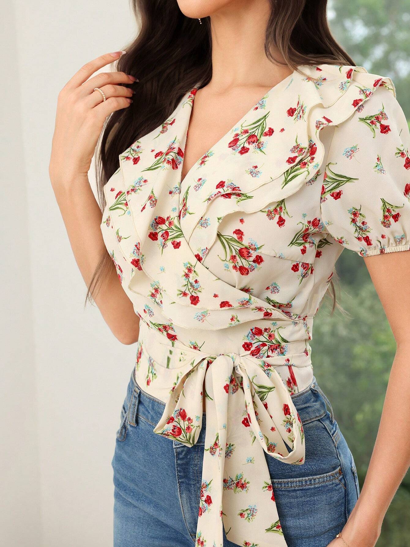 SHEIN - Mulvari Camisa informal de verano para mujer