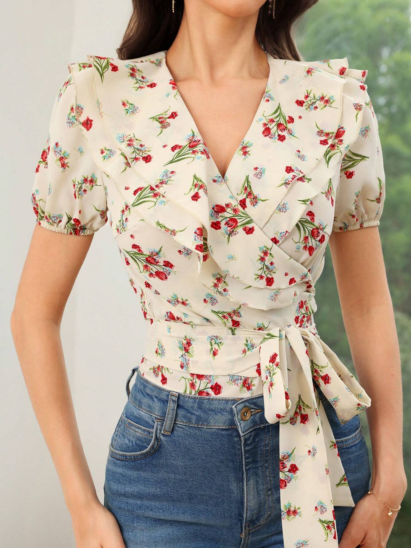 SHEIN - Mulvari Camisa informal de verano para mujer