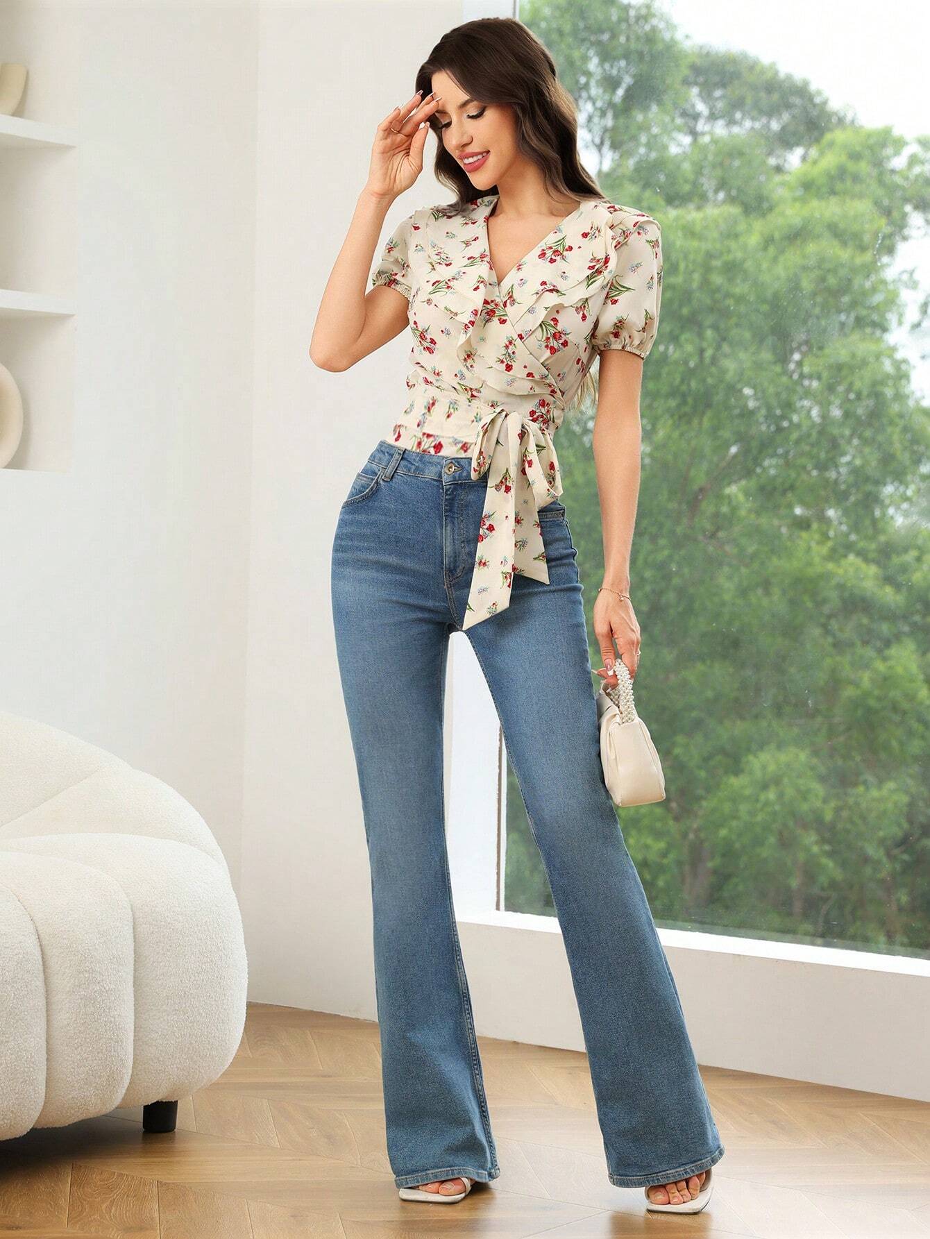SHEIN - Mulvari Camisa informal de verano para mujer