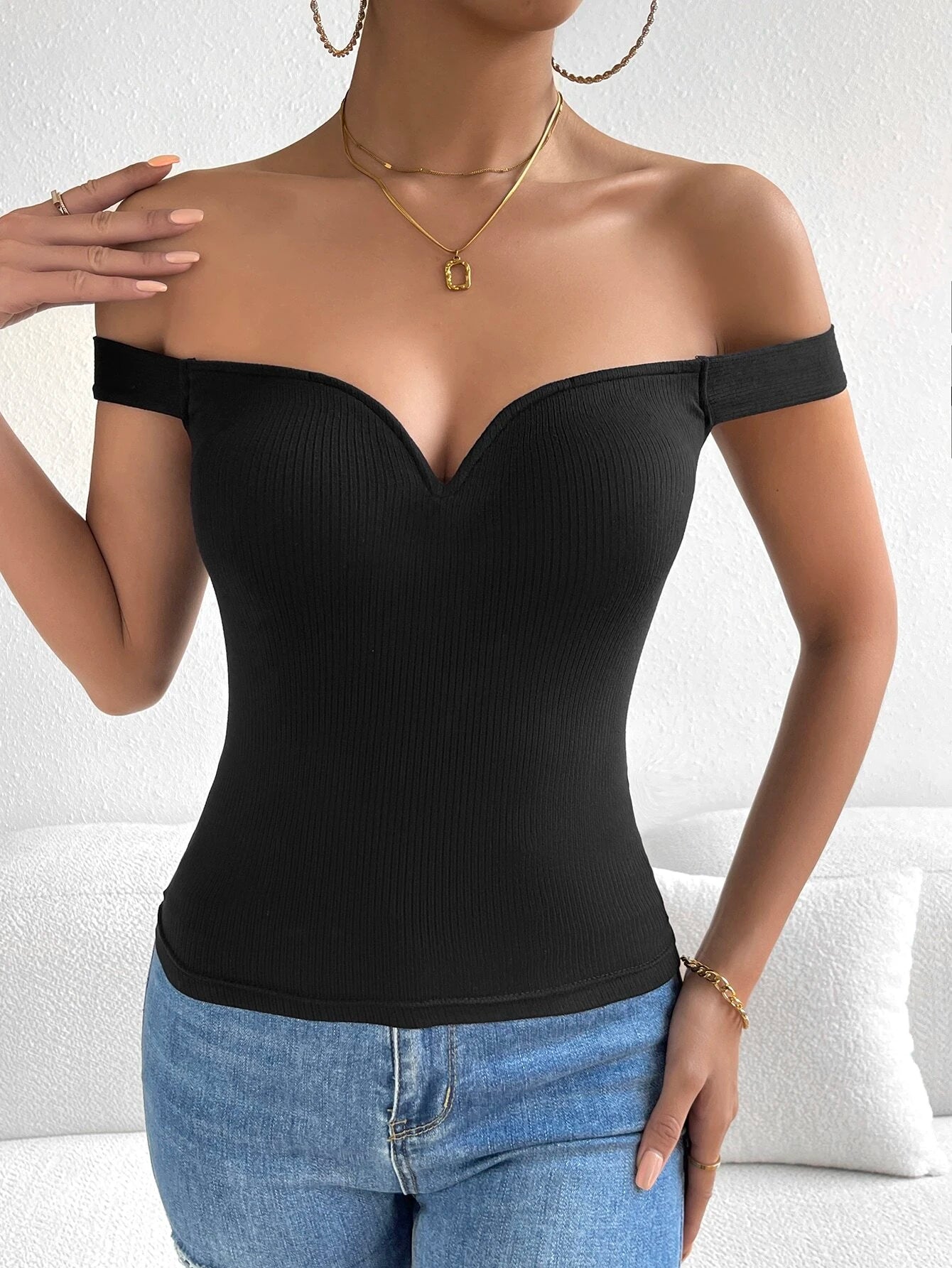 SHEIN - Privé Top de hombros descubiertos
