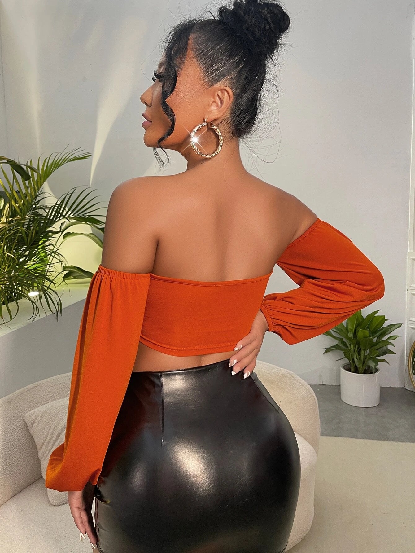 SHEIN SXY Top corto de hombros descubiertos