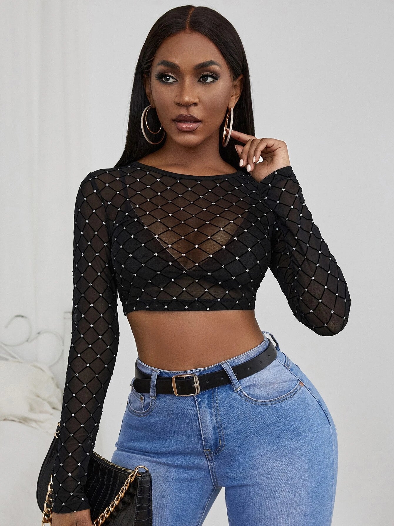 SHEIN - Slayr Top corto con diamante