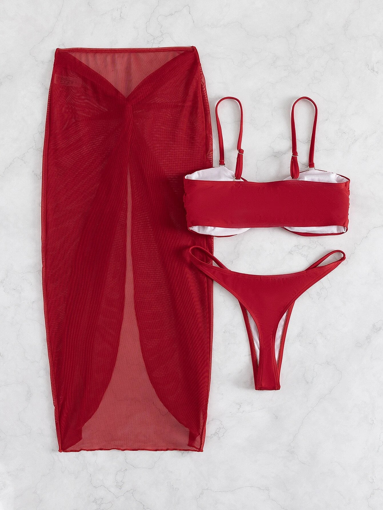SHEIN Swim Conjunto de 3 bikinis sólidos con alambre