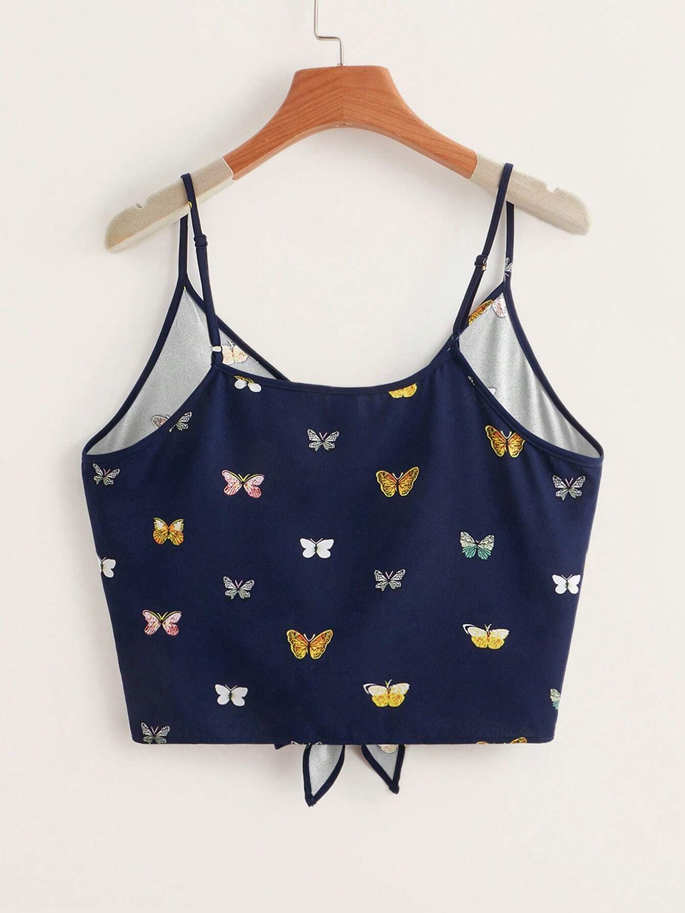 SHEIN VCAY Top Corto De Cami Con Estampado De Mariposas