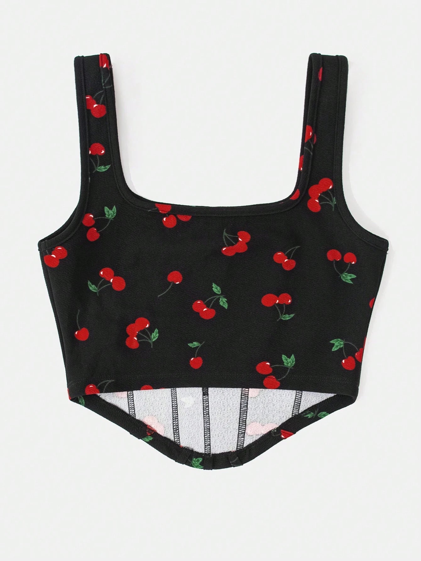 SHEIN - VCAY Top de punto de verano con estampado de cerezas