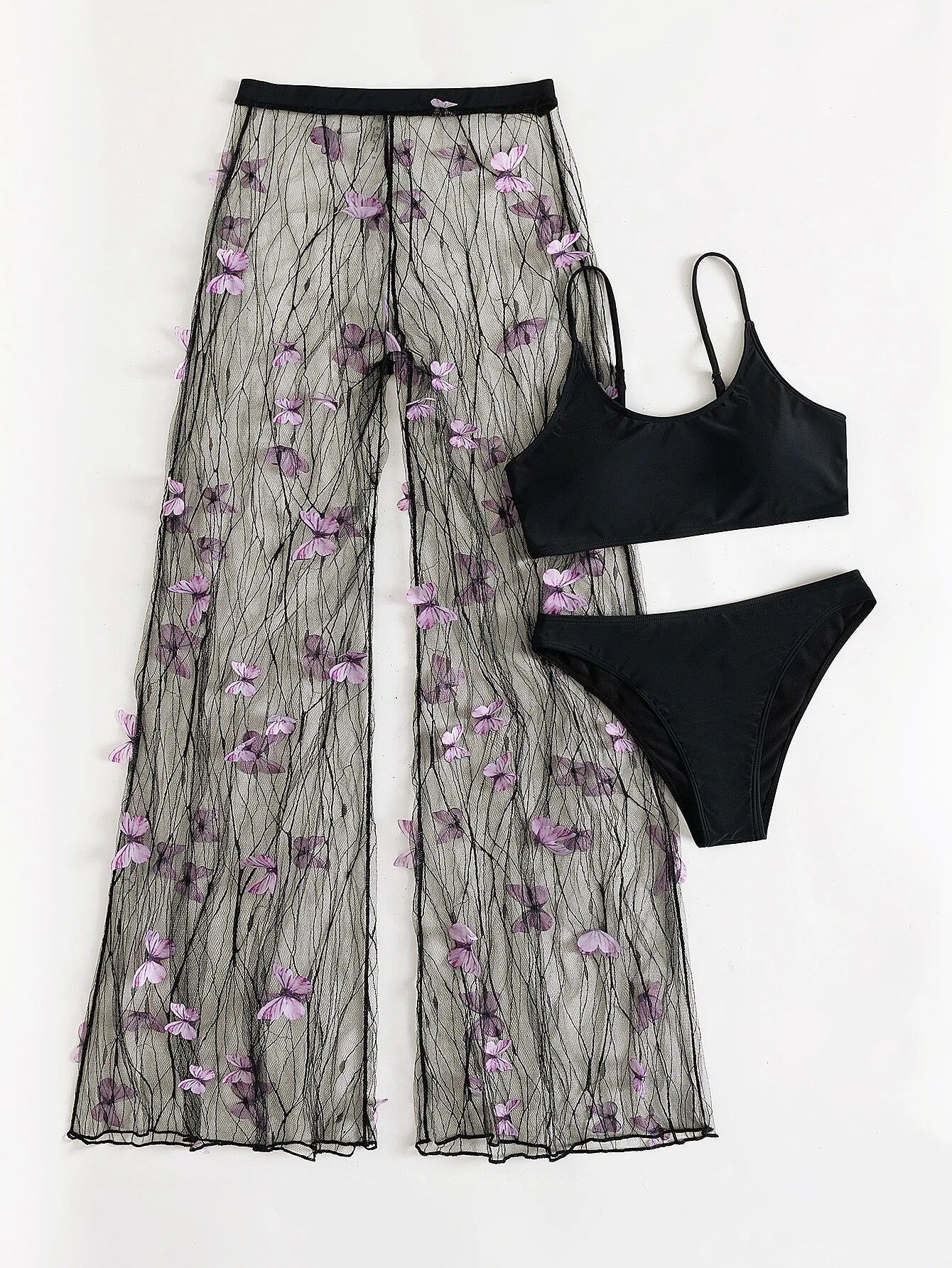 SHEIN - 3 paquetes de bikini sólido de playa y pantalones de cobertura