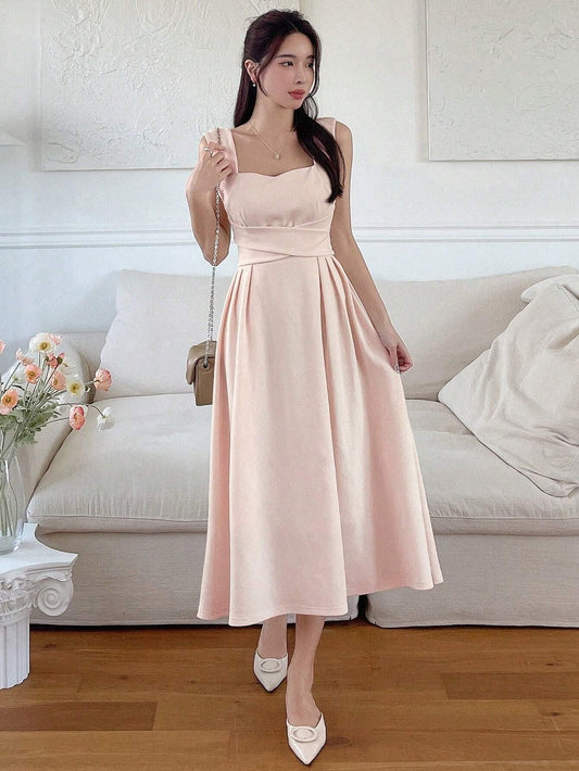 SHEIN - Vestido De Verano Elegante Y Versátil De Satén Con Lazo / MUJER