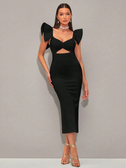 SHEIN - BAE Vestido girante delantero ribete con fruncido