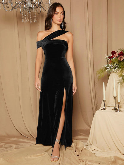 SHEIN - Belle Vestido de dama de honor de hombros asimétricos / MUJER