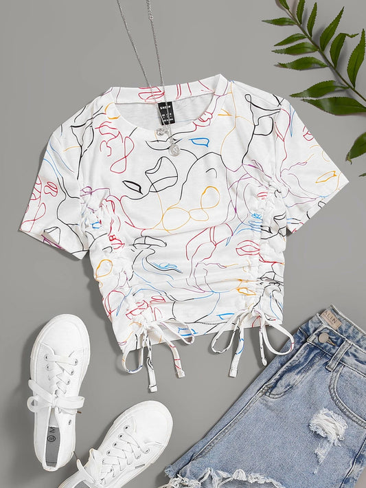 SHEIN - EZwear Camiseta con estampado de figura abstracta