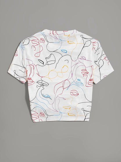 SHEIN - EZwear Camiseta con estampado de figura abstracta