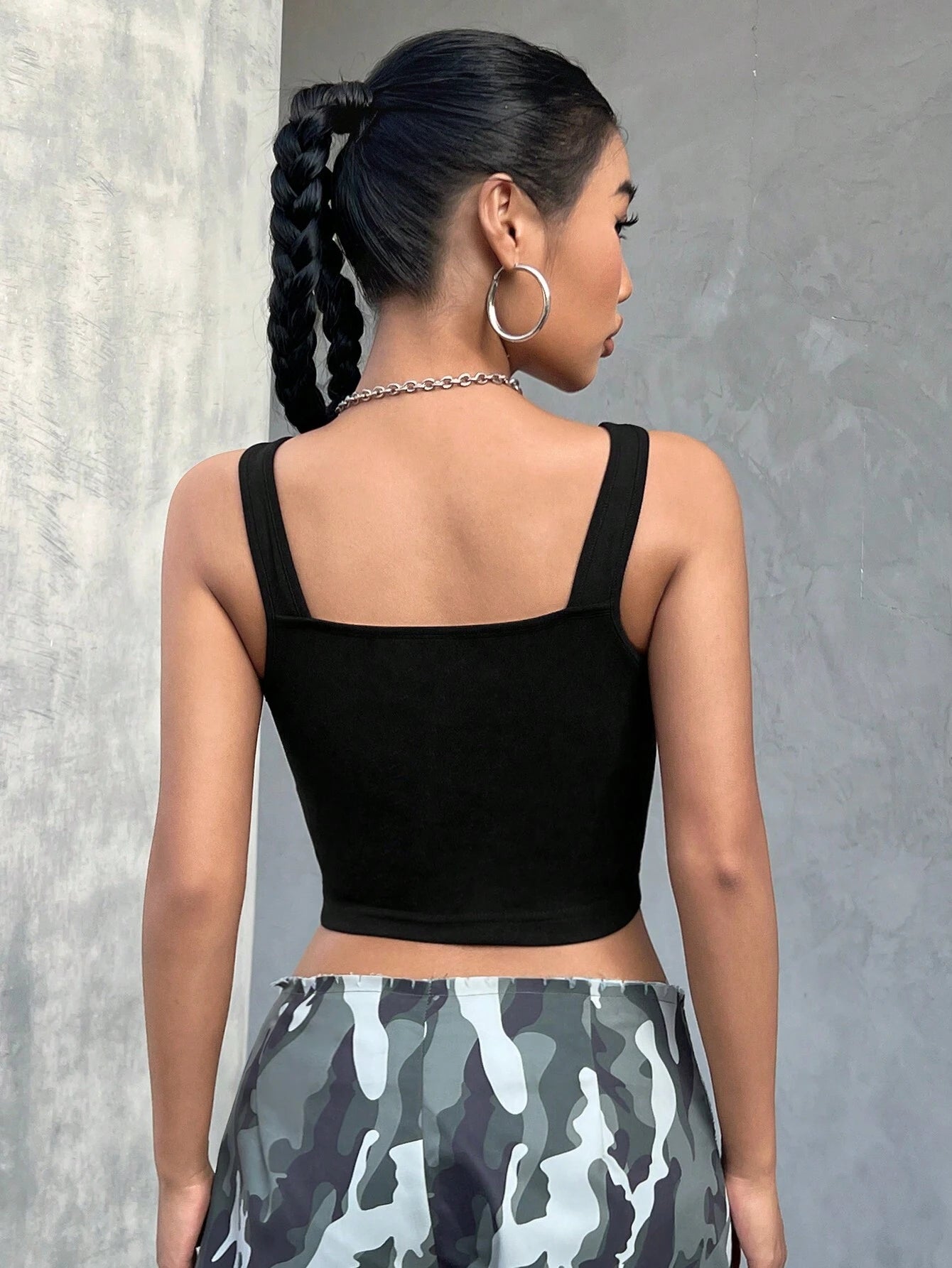 SHEIN - EZwear Top tank crop con cremallera