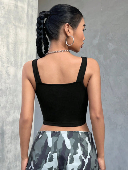 SHEIN - EZwear Top tank crop con cremallera