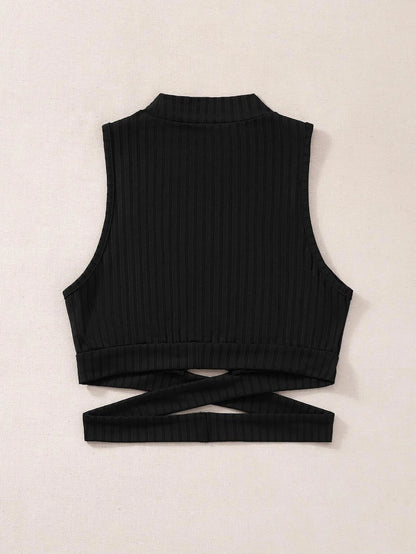 SHEIN EZwear Top tank tejido de canalé con tira cruzada