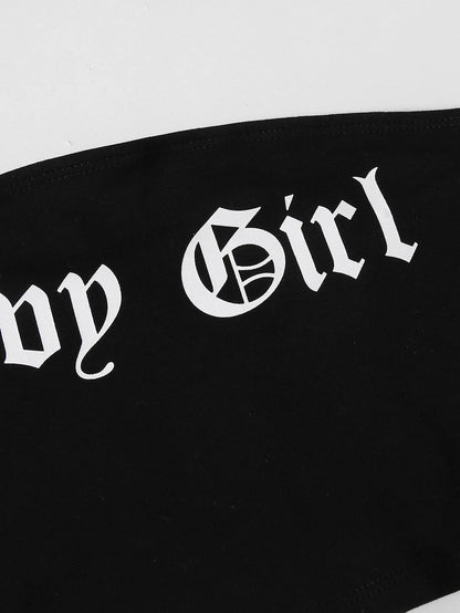 SHEIN - EZwear Top tubo corto con estampado de letra