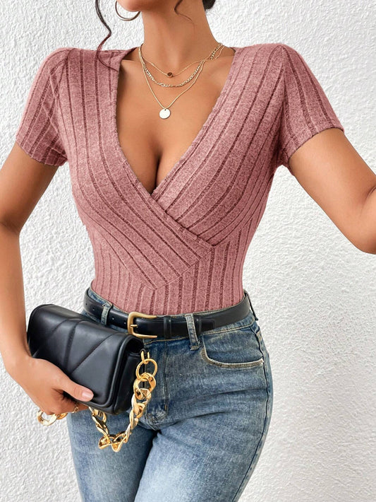 SHEIN - Essnce Camiseta de cuello cruzado