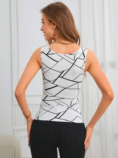 SHEIN - Essnce Top tank con estampado geométrico