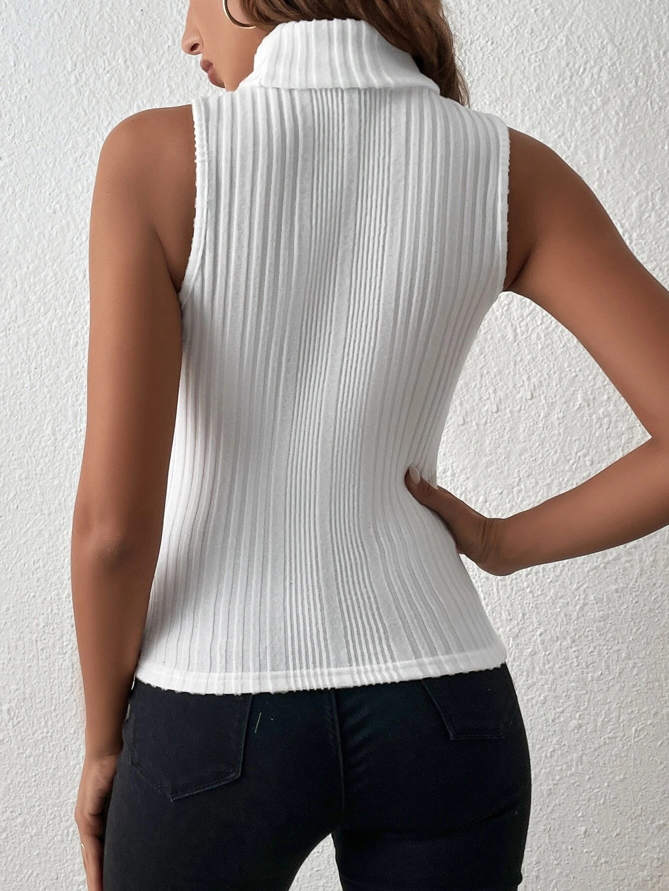 SHEIN - Essnce Top tank cuello alto tejido de canalé