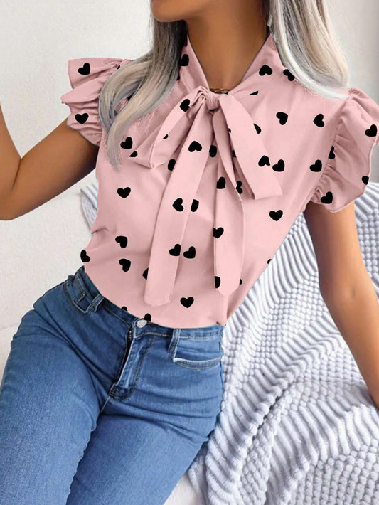SHEIN - Frenchy Camisa De Mujer Con Estampado De Corazones