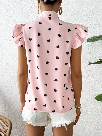 SHEIN - Frenchy Camisa De Mujer Con Estampado De Corazones