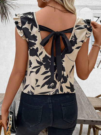 SHEIN - LUNE Parte superior espalda con lazo con mangas