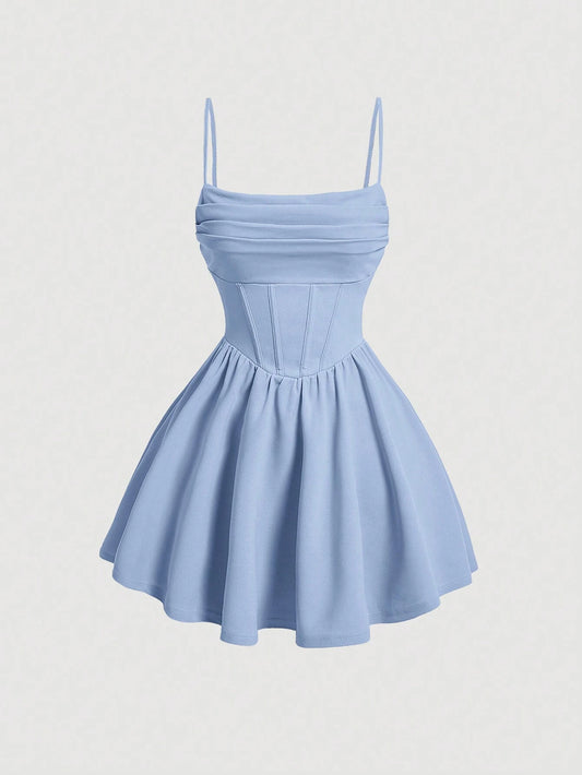 SHEIN - Vestido Celeste De Verano Con Tirantes