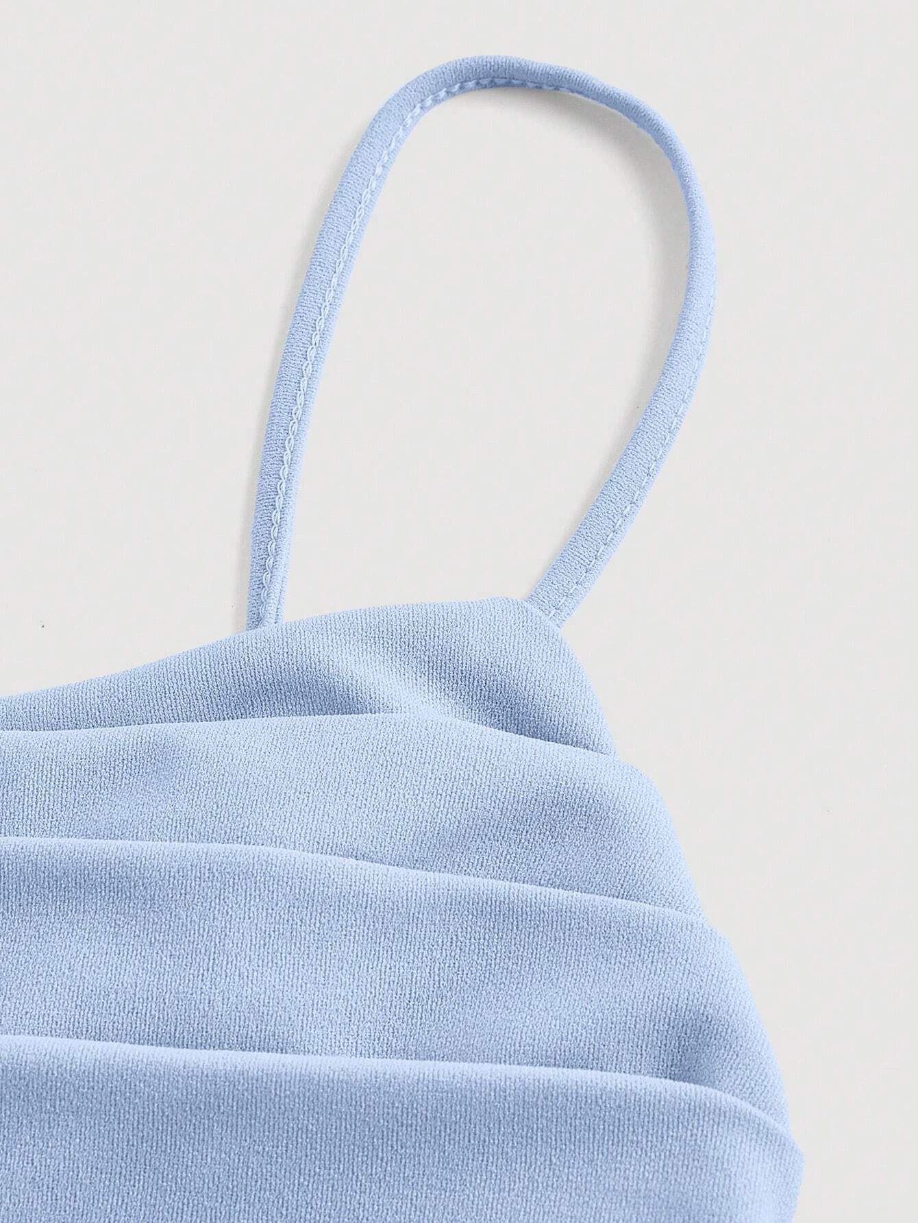 SHEIN - Vestido Celeste De Verano Con Tirantes