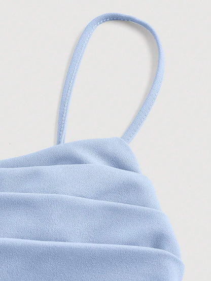 SHEIN - Vestido Celeste De Verano Con Tirantes