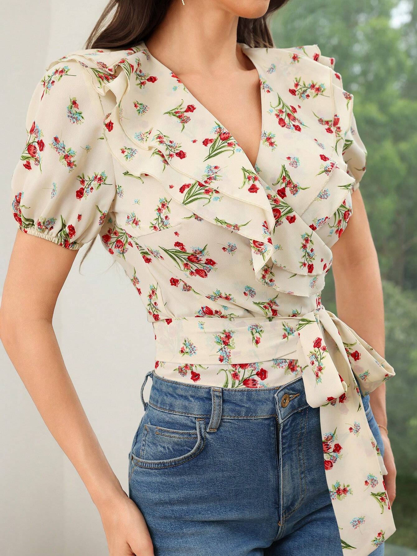 SHEIN - Mulvari Camisa informal de verano para mujer