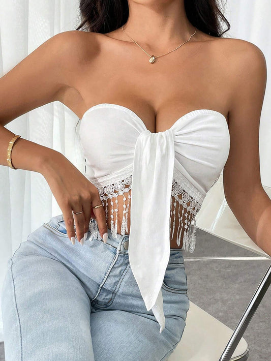 SHEIN - Privé Blusa simple de gancho tejido