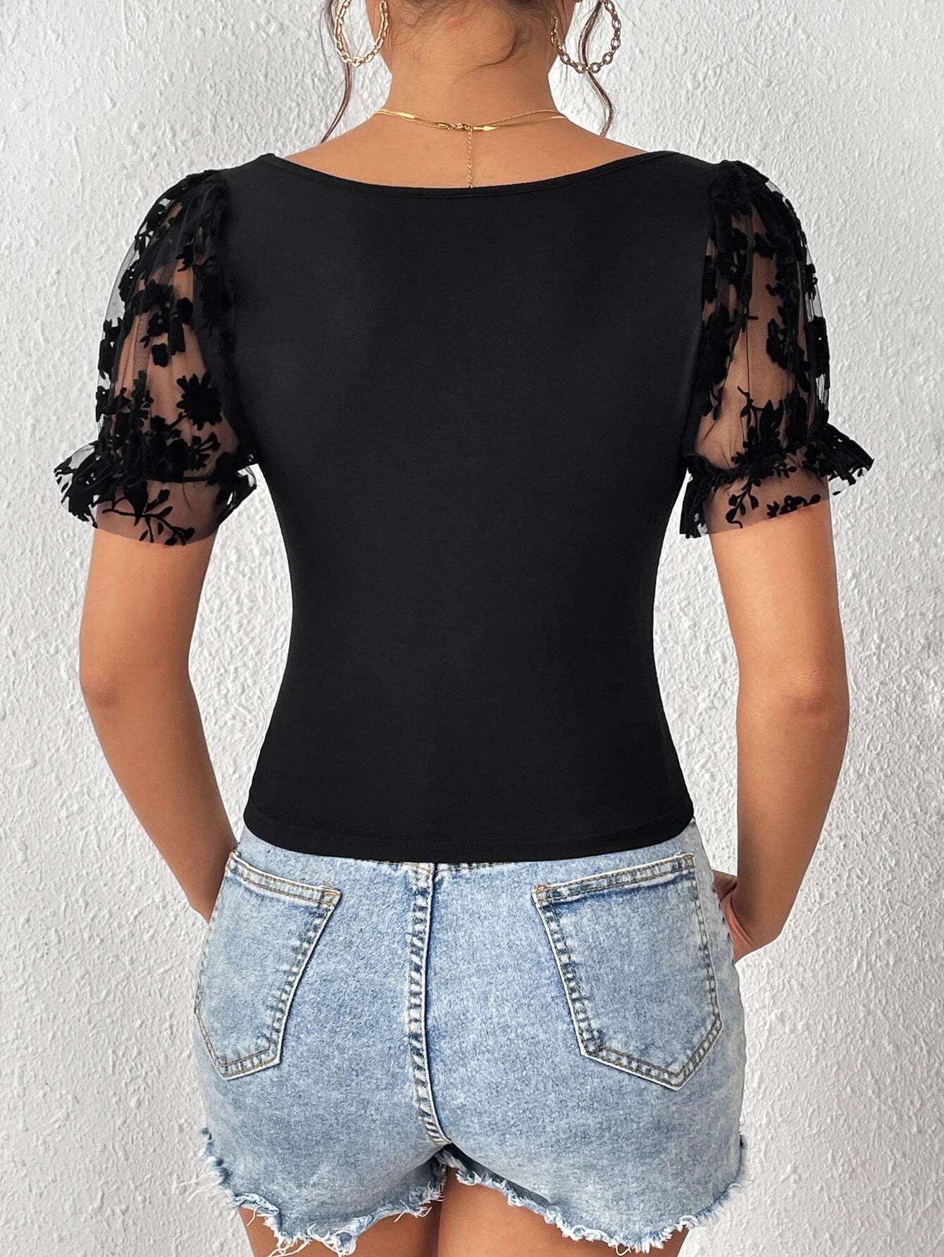 SHEIN - Privé Camiseta en contraste floral