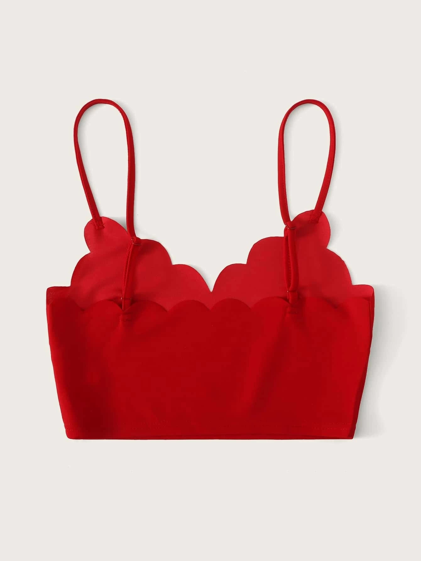 SHEIN-Top corto de tirante ribete en abanico/ MUJER
