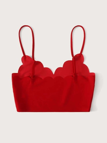 SHEIN-Top corto de tirante ribete en abanico/ MUJER