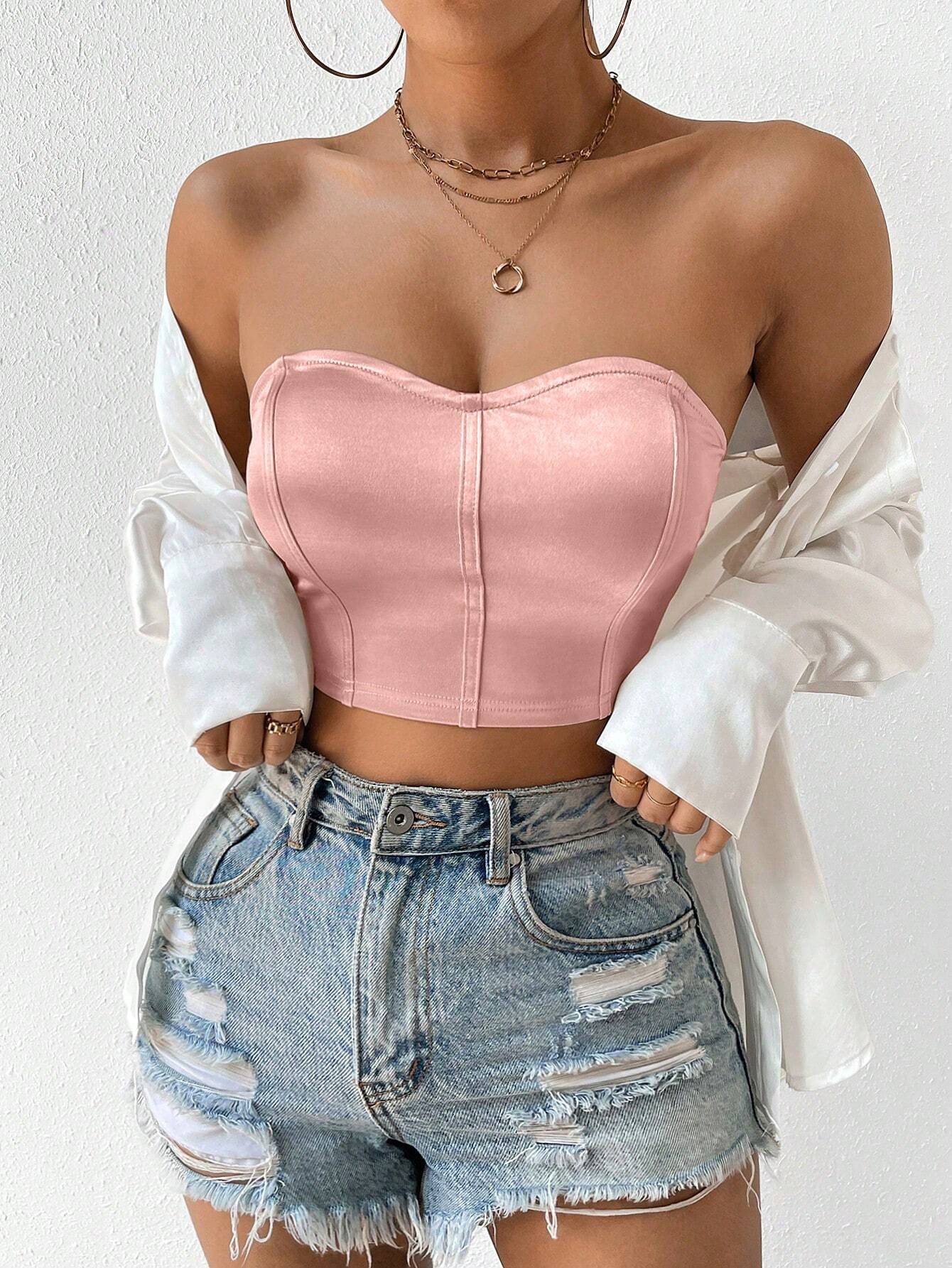 SHEIN - Privé Top tubo crop unicolor