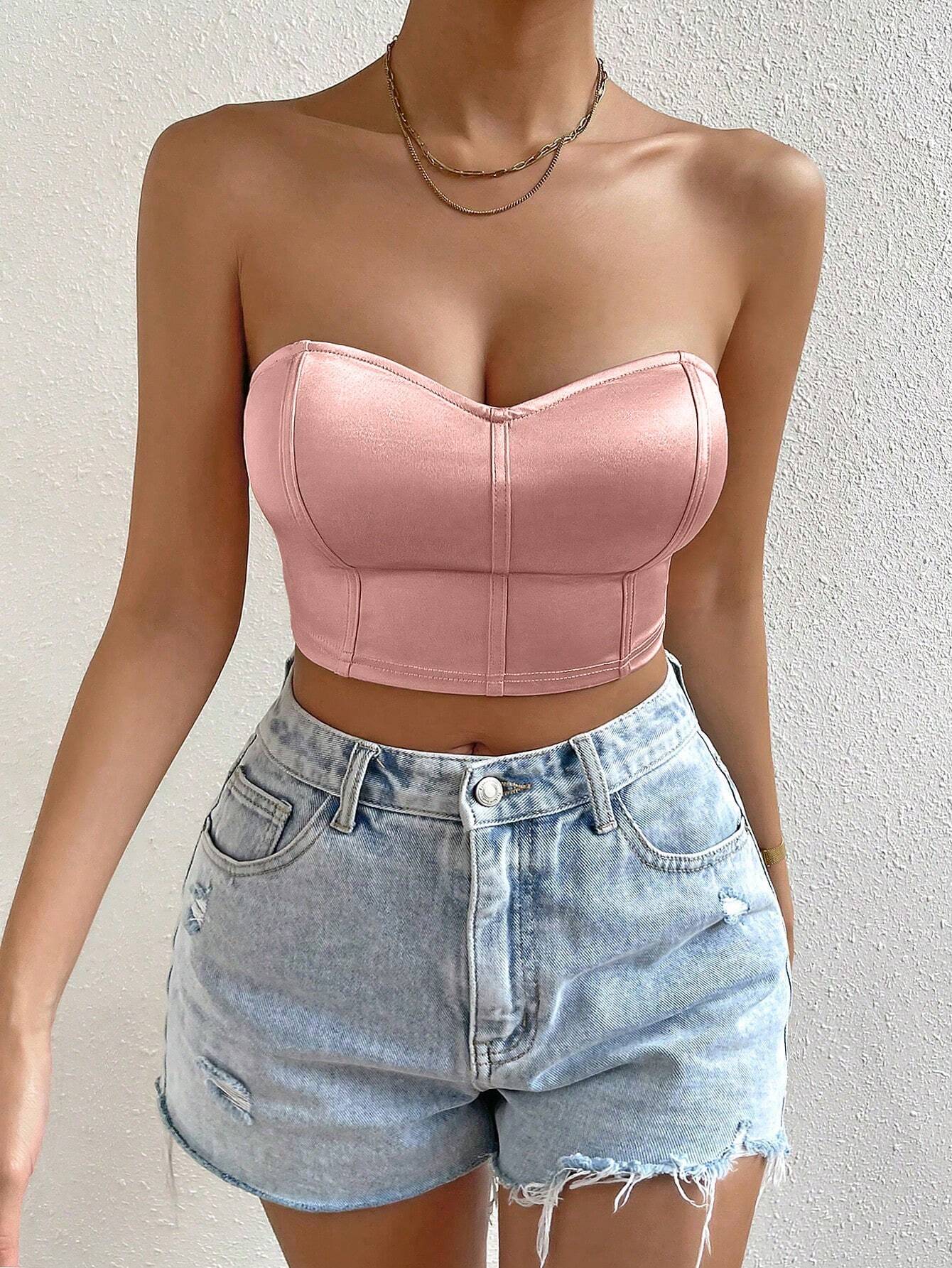 SHEIN - Privé Top tubo crop unicolor