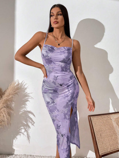 SHEIN - Privé Vestido de tirantes con estampado de tie