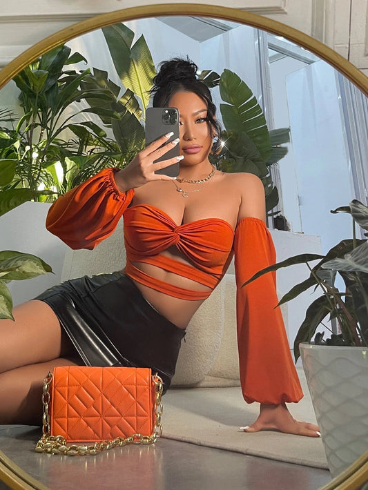 SHEIN SXY Top corto de hombros descubiertos