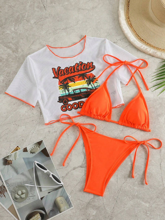 SHEIN Swim Conjunto De Baño De 3 Piezas