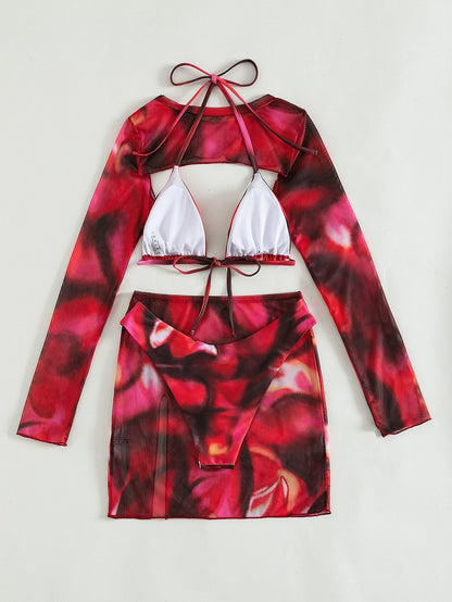 SHEIN Swim Conjunto de bikini triangular halter de verano