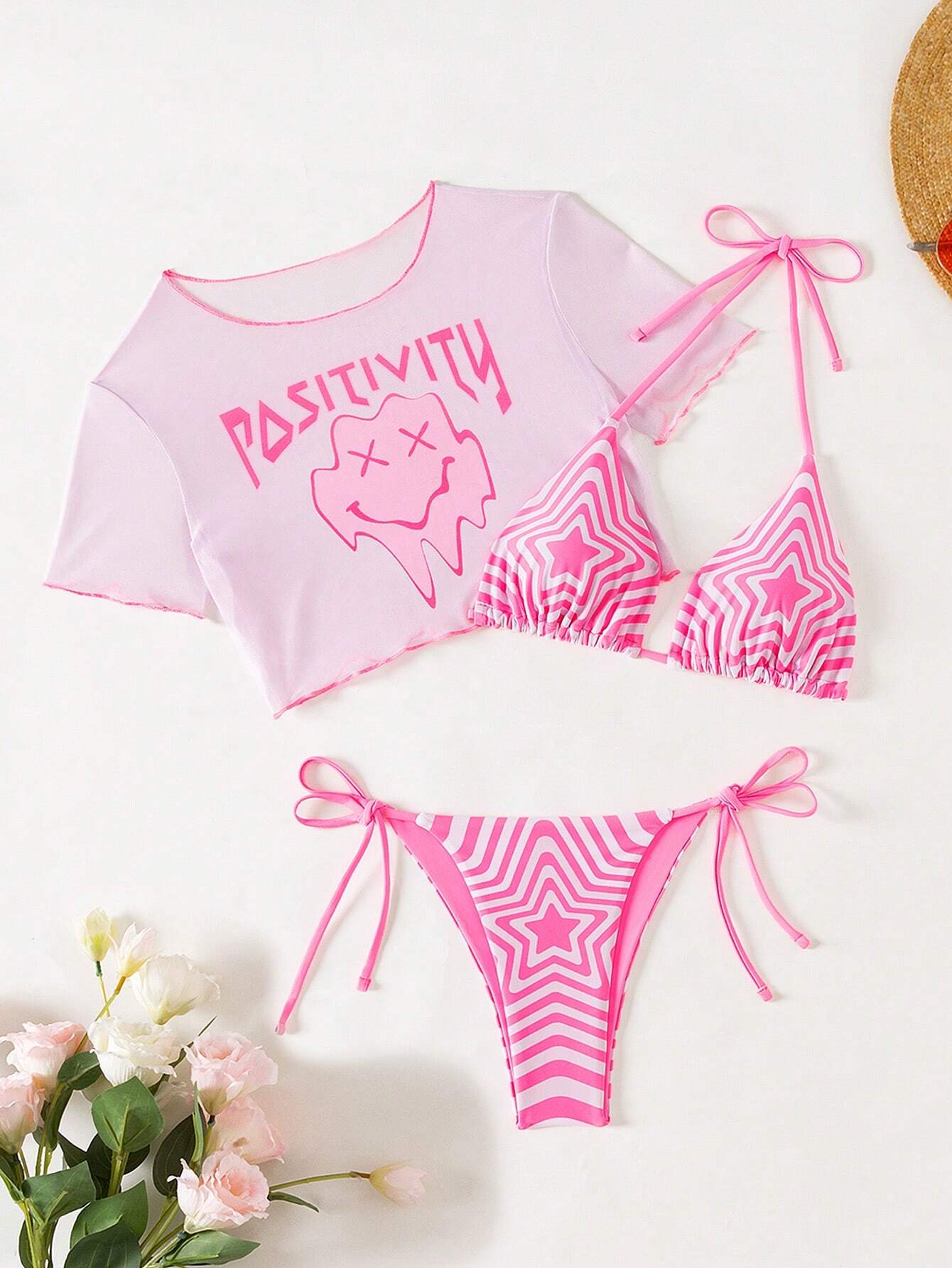 SHEIN Swim Mod Conjunto de bikini con estampado