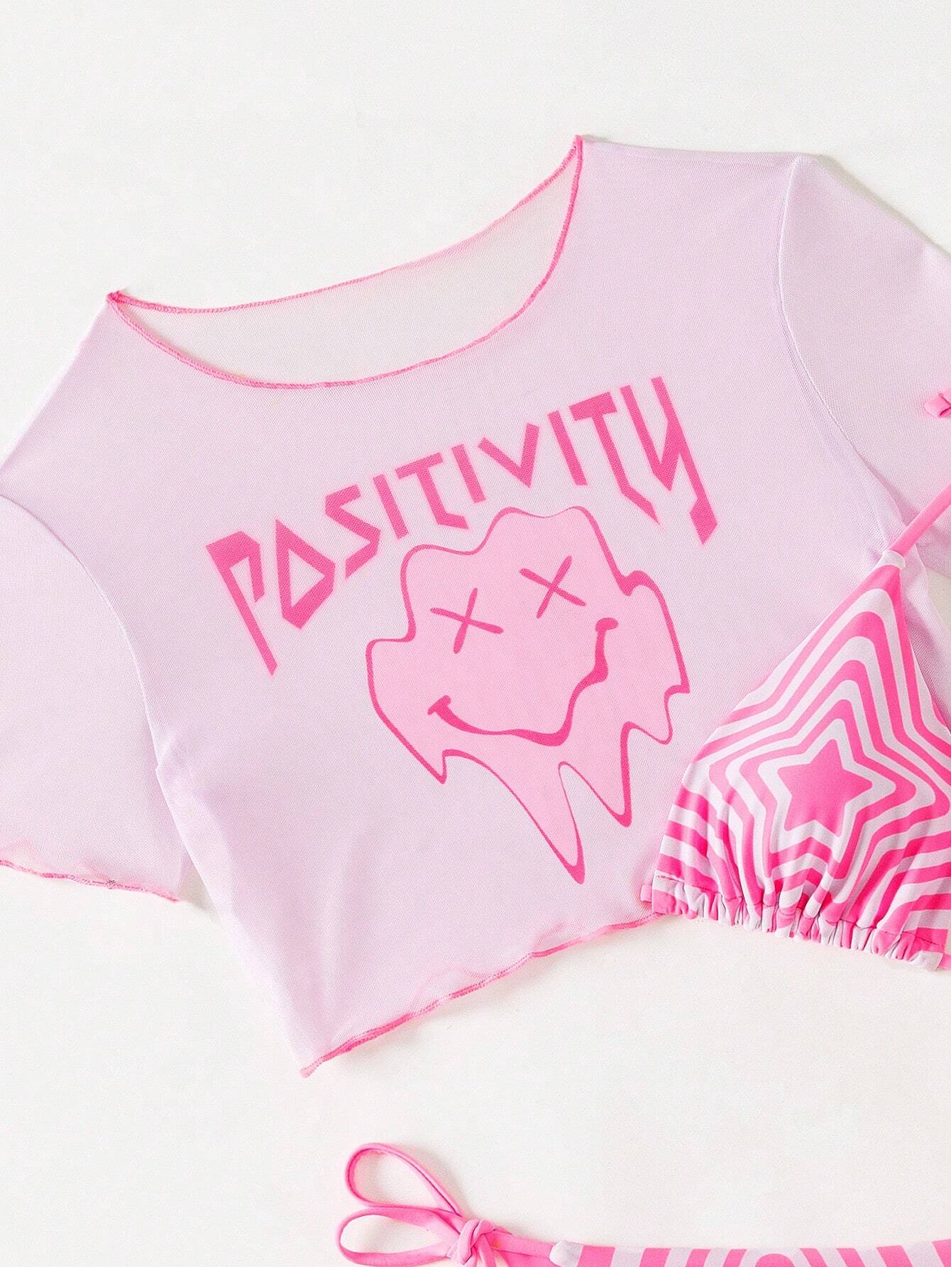 SHEIN Swim Mod Conjunto de bikini con estampado
