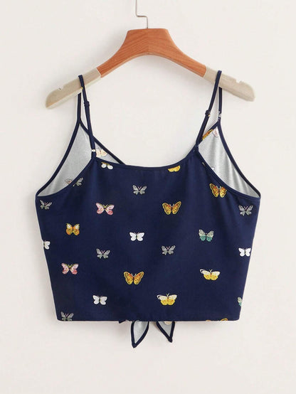 SHEIN VCAY Top Corto De Cami Con Estampado De Mariposas