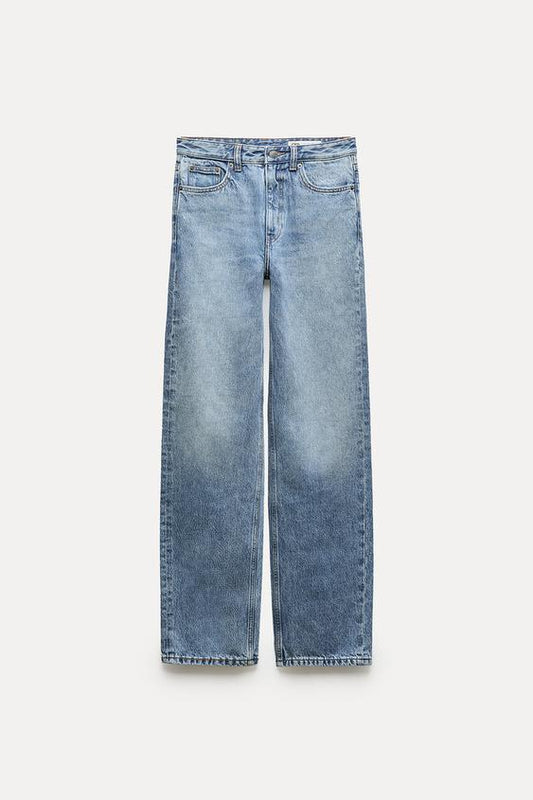 ZARA- Jeans anchos de cintura alta/ MUJER